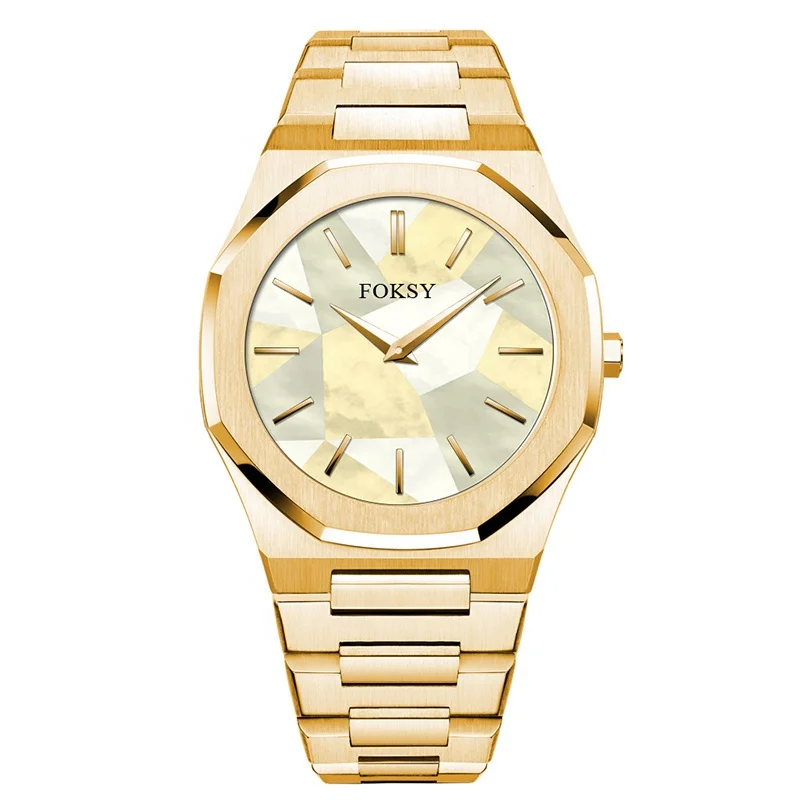 Custom Logo Colorful Pear Shell Stainless Steel Watch Women Gold Japanese Miyota Quartz Fashion