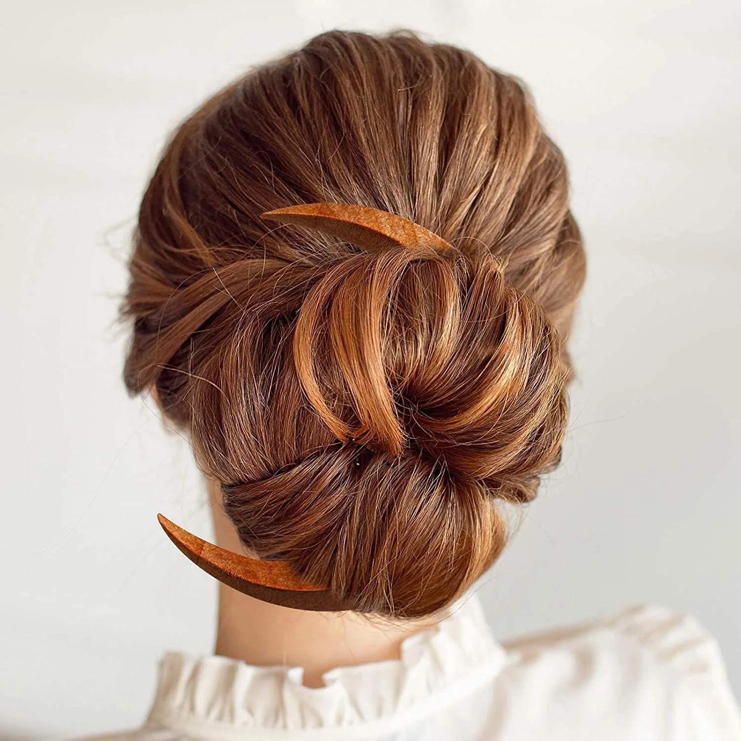 Hair Accessories Light Weight Retro Moon Hair Styling Tool Moon Hair Fork Moon Hairpin For Women Hand Carved Clip