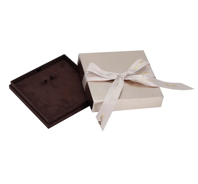 Custom rose gold ribbon closure printing logo gift packaging high quality paper jewelry box