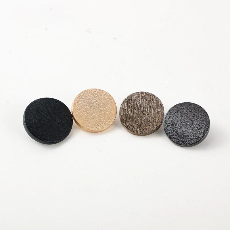 New Metal Hand-Sewn Buttons Round Alloy Flat Sand Gold Buttons Simple Sweater Coat With Foot Buckle