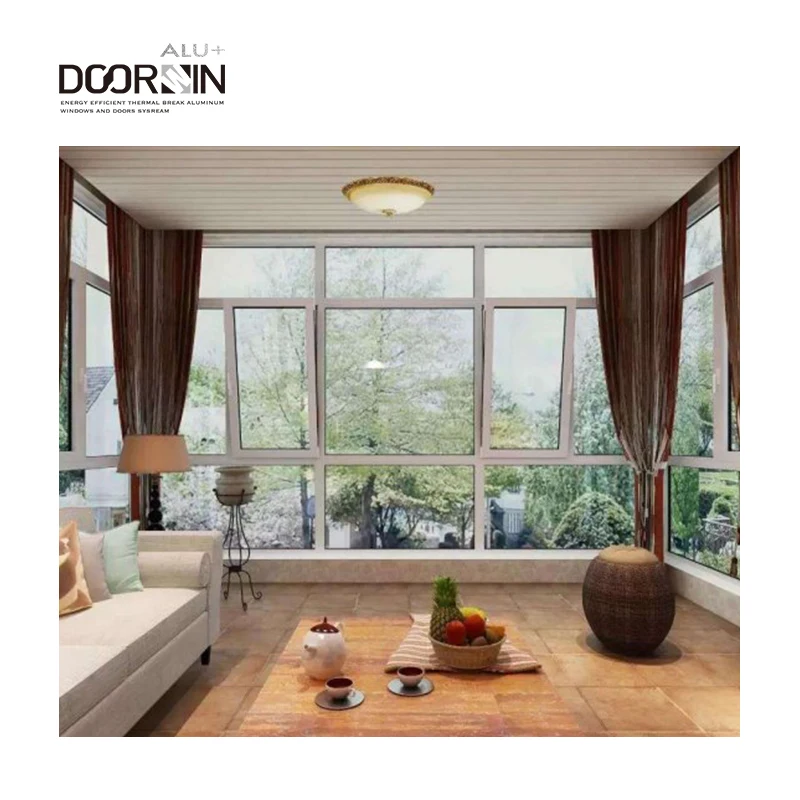 NFRC Double Glazed Tilt Turn Windows For Houses Hurricane Impact Sound Insulated Customized Aluminum Casement Windows