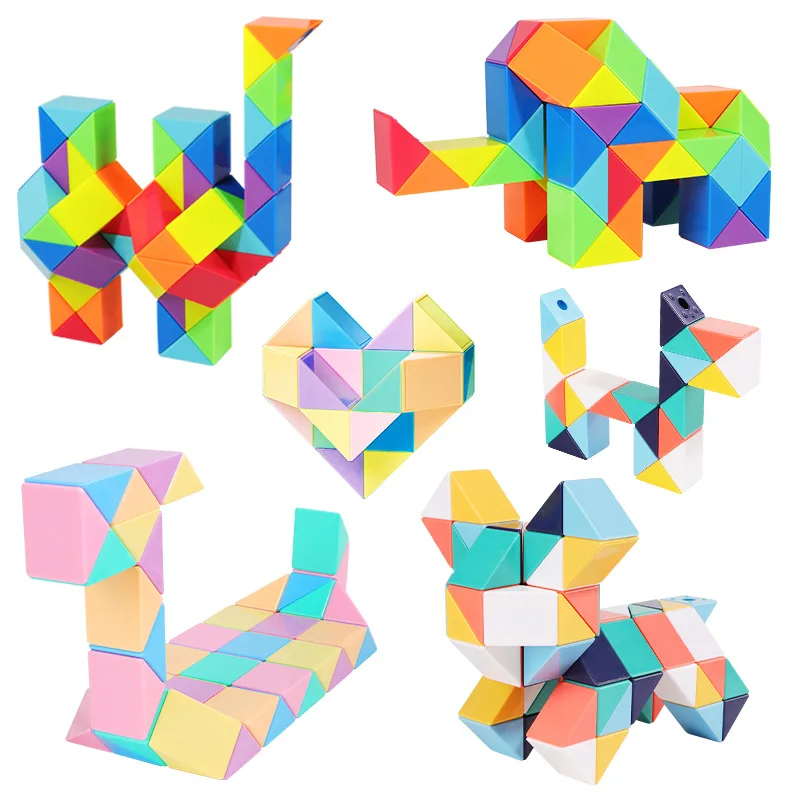 wholesale 72 rainbow changing magic ruler children educational intelligence folding deformation cube finger fidget toy