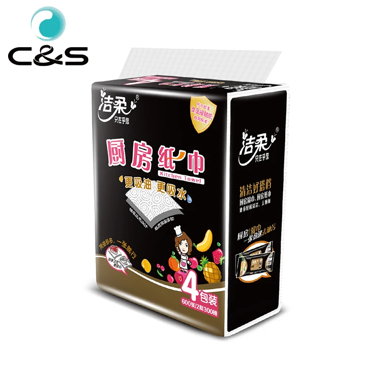 
Low Price Oil Cleaning Tissue 2 Layer Water Absorbing Kitchen Paper Towel 