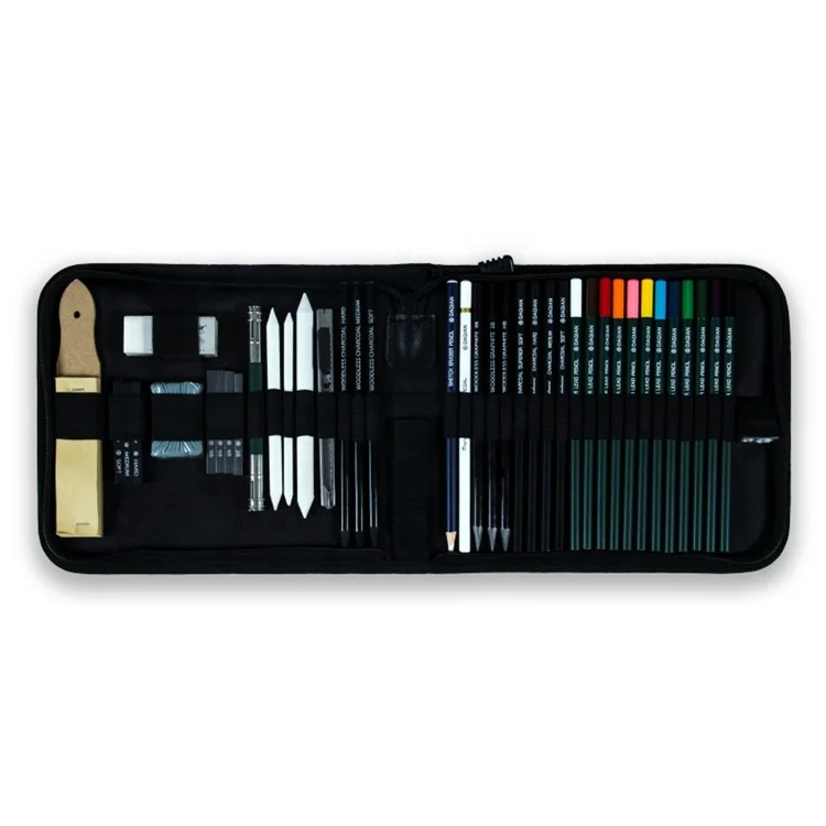 39pcs Professional sketch pencil set Art Set In Terylene Zipper Storage Case Drawing pencil set for KID