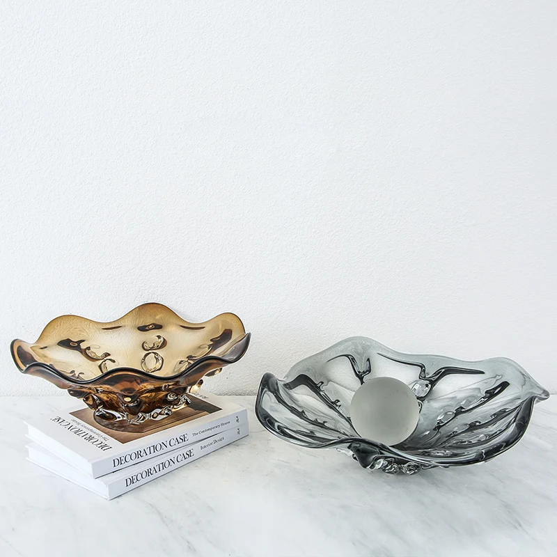 Wholesale Table Decor Oval Fruit Art Glass Bowl For Home Decor