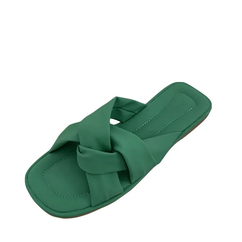 Good quality summer cross belt casual flat rubber female slippers