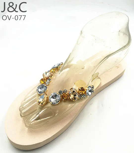 capelladas calzado gold plating V shape vamp acrylic stone shoes ornament