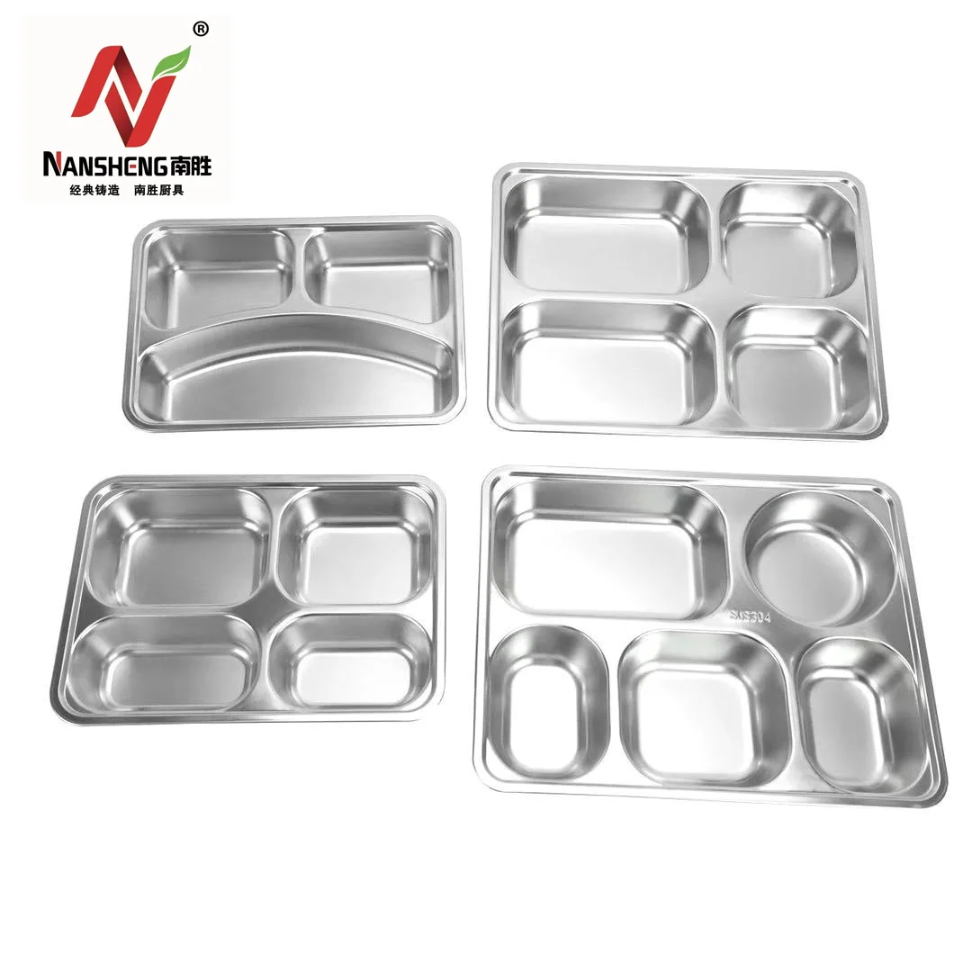 Factory wholesale 3 4 5compartment stainless steel bento lunch box kids divider plate