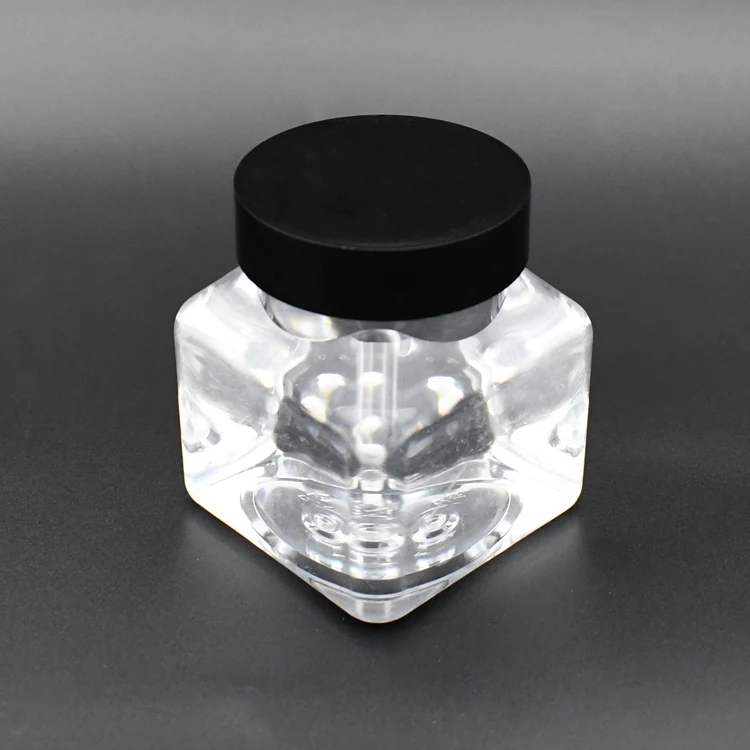 Food Grade Clear 5oz 150ml Plastic PET Food Square Jar nut jar food packaging Containers PET snack jar