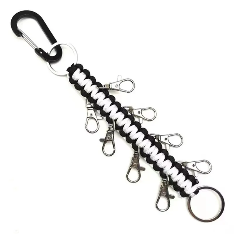 Outdoor Handmade Umbrella Rope Carabiner Paracord 8 Hanging Chains Backpack Hanging Multi Rope Buckle Keychain for Hiking Sports