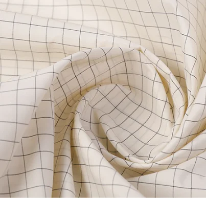 100% Nylon White and Black Plaid Down Jacket Thin Fabric China Supplier