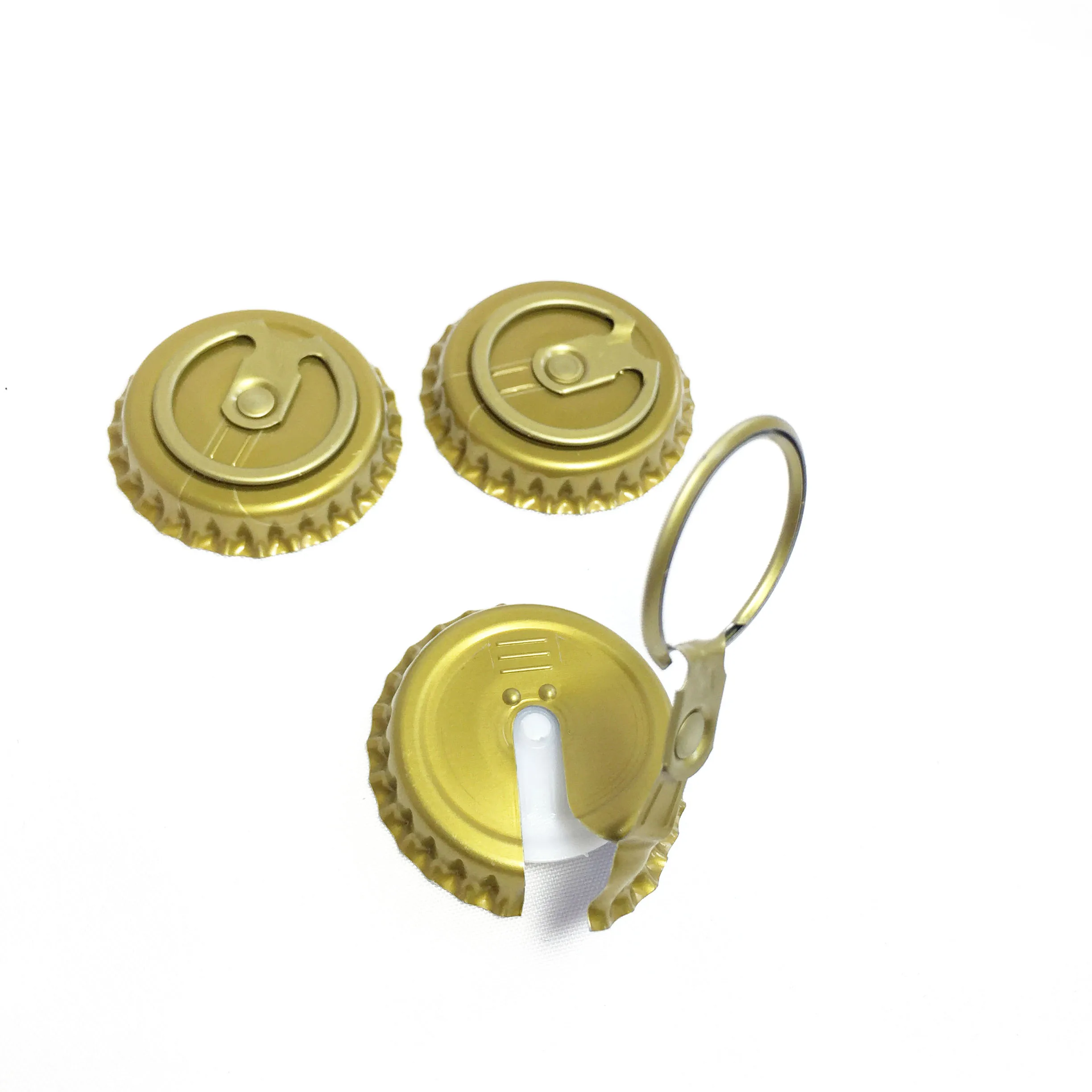26 mm Non Spill Tinplate Beer Bottle Lids Metal Easy Open Cap Wholesale 26mm Pull Ring Caps