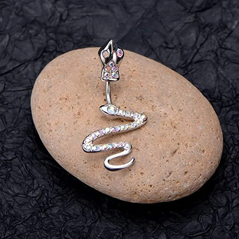 Wholesale 14g Surgical Steel Bar Snake Belly Button Ring Zircon Lady Navel Body Piercing