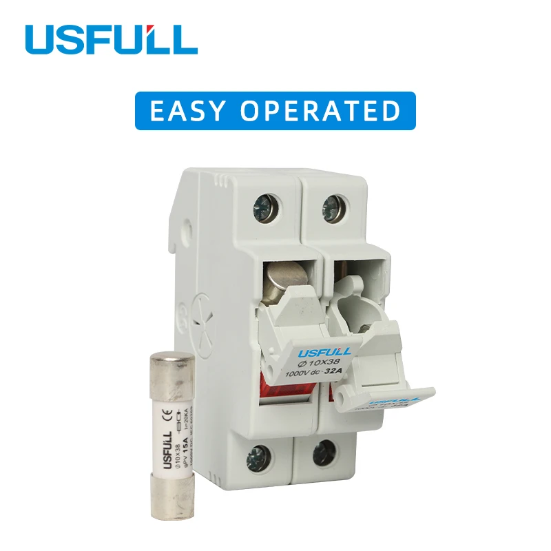 USFULL PV Solar Short Circuit Protection 1000Vdc Din Rail Fuse Holder Switch
