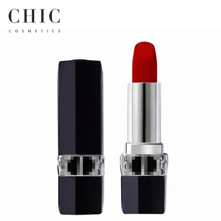 2024 Luxury Brand Wholesale Cruelty Free Matte Velvet #999 Red Makeup Lip Gloss Clear Black Tube Cosmetic Logo Beauty Lip Stick