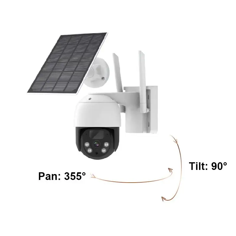 4MP 4Ch Street IP Solar Power CCTV Security Surveillance Camera 4Channel System Outdoor Wireless With Solar Panel For Farm