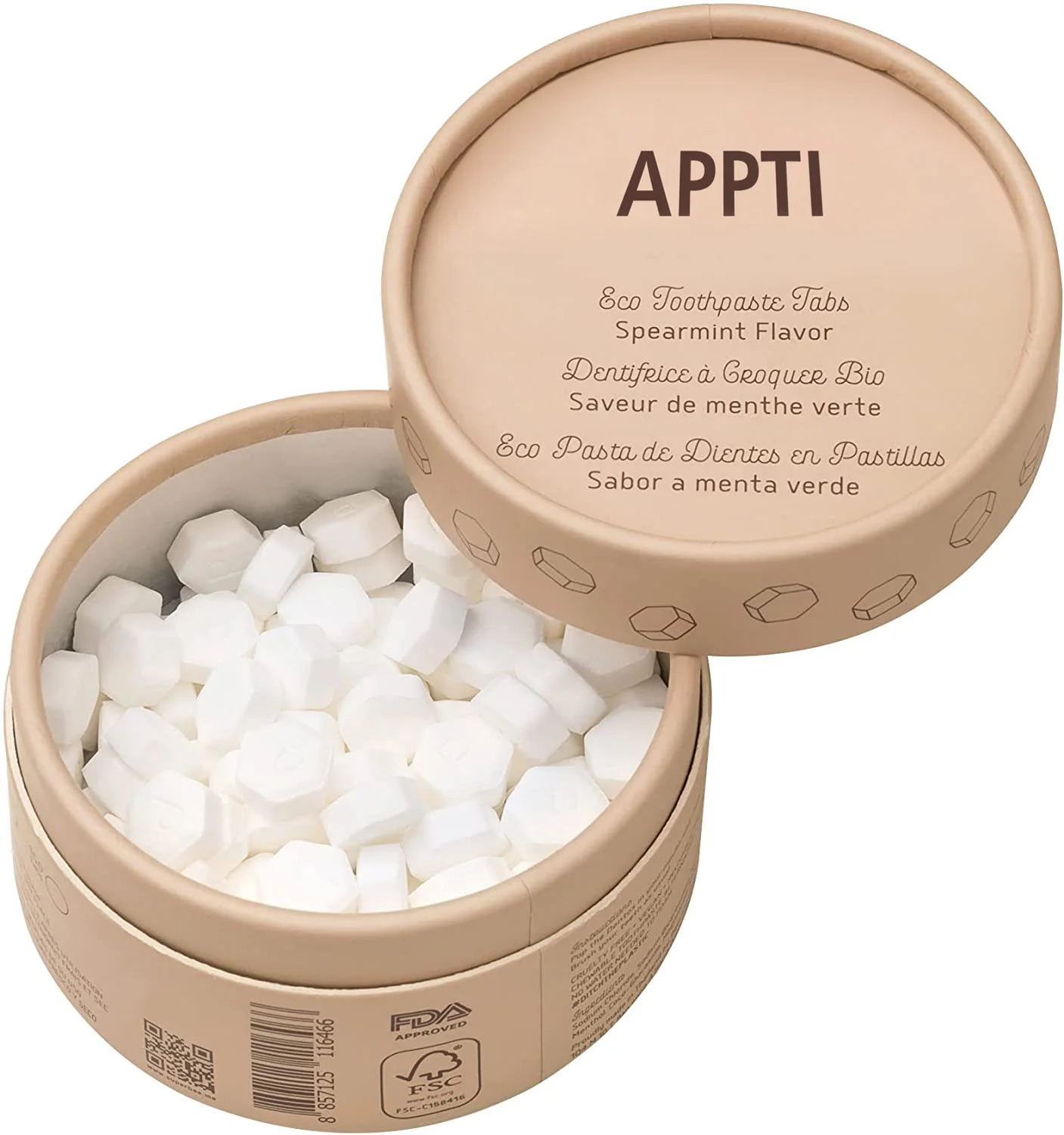 Hot Sell Fluoride Free and Eco-Friendly Travel Size White Teeth Spearmint Toothpaste Tablets for Kids and Adults