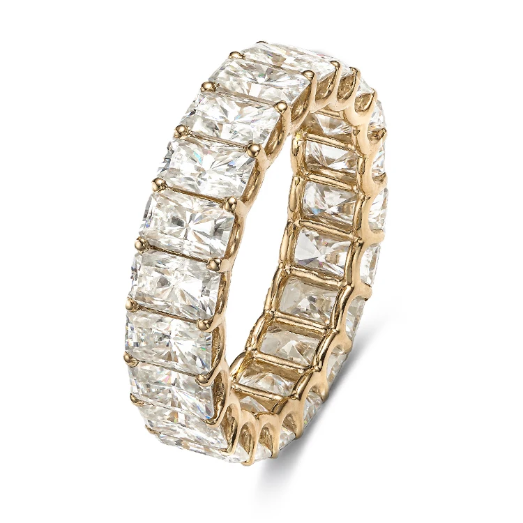 AAA GEMS 14K/18K Gold Radiant Cut Engagement Ring Diamond Eternity Moissanite Ring Band for Women Wedding Design