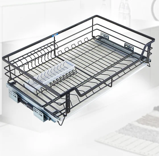 Functional Kitchen Stainless Steel Drawer Basket  for Base Cabinet Storage System Dish and Bowl Rack