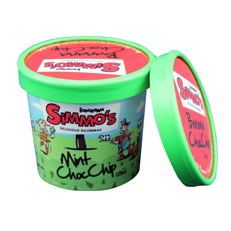 
Wholesale Customized Logo Pattern 750ml Eco Friendly Ice Cream Paper Cup With Lids 