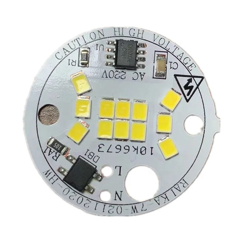 2-year Warranty 7W 108lm/W 220V AC Round SMD DOB LED PCB Board Module for Candle Bulb Light