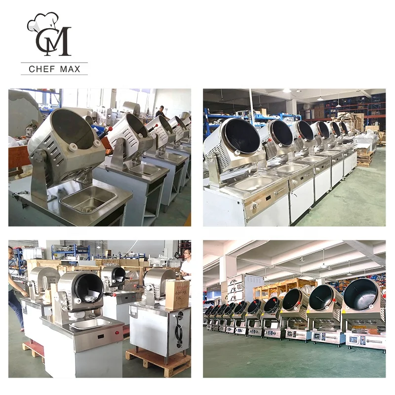 CHEFMAX commercial auto drum rotating gas electric fried rice automatic stir fry robot wok machine range stove