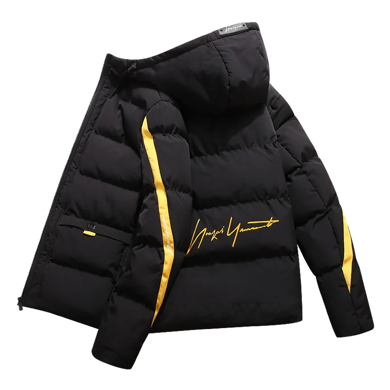 Winter New Casual Fashion Trend Wild Tooling Hooded Thick Coat Warm Cotton Custom Long Bomber Jacket For Men