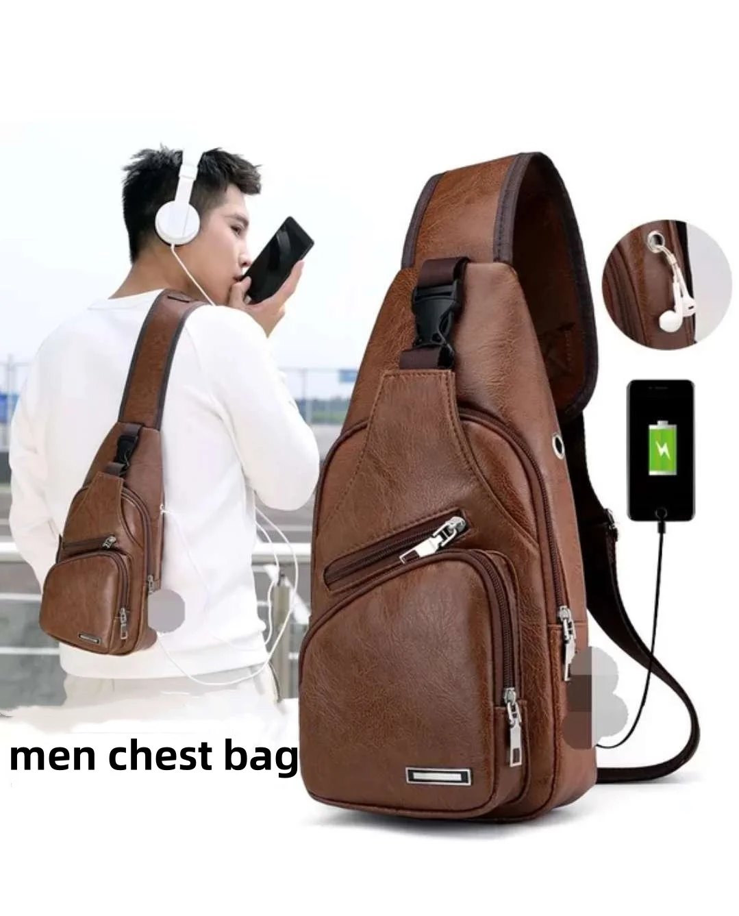 Wholesale Waterproof Anti Theft Chest Bag Usb Single Shoulder Crossbody Bag Sling Bags For Men with Usb Charger