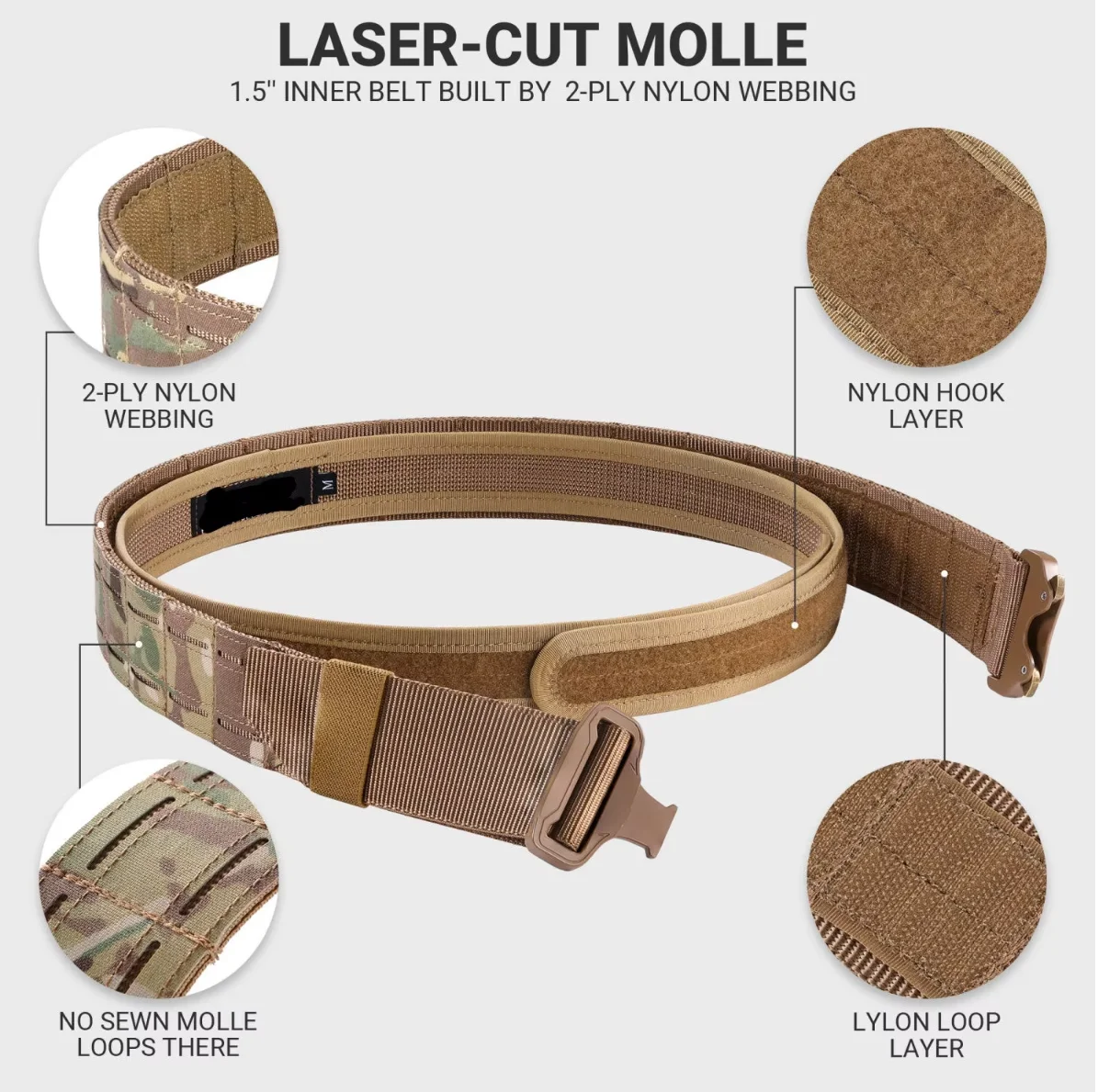 two in one  inner and outer quick release tactical belt with Molle System heavy duty multi functional belt with metal buckle