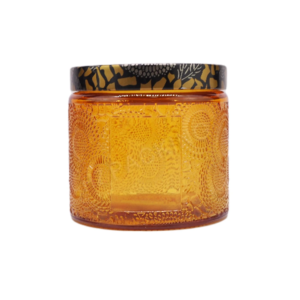 Wholesale Factory High Quality Multi-color 4/6//8 Oz Glass Embossed Candle Jars With Lid - Buy