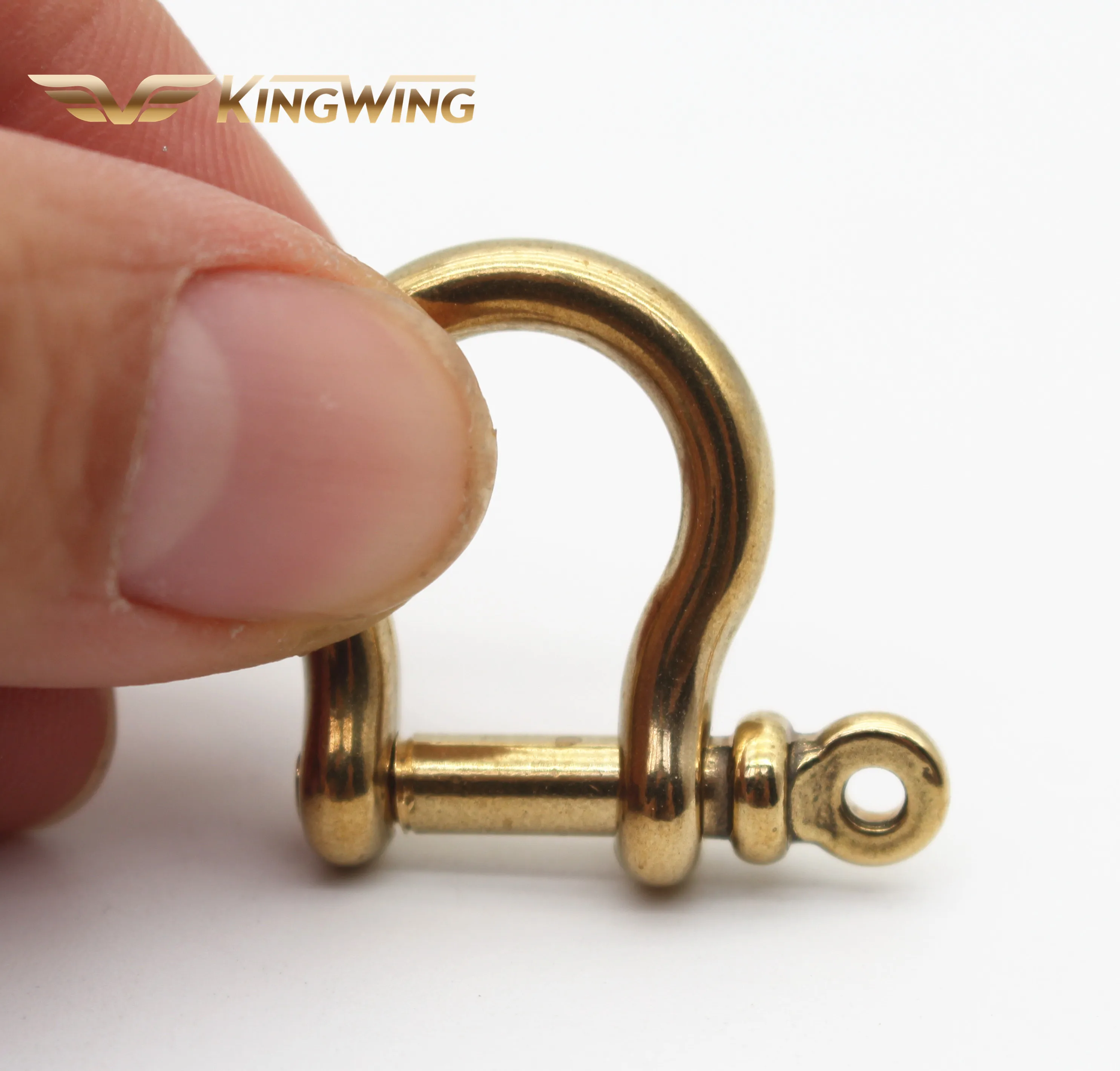 Solid brass metal keychain leather belt shackle d ring with screw Adjustable Bow Shackle