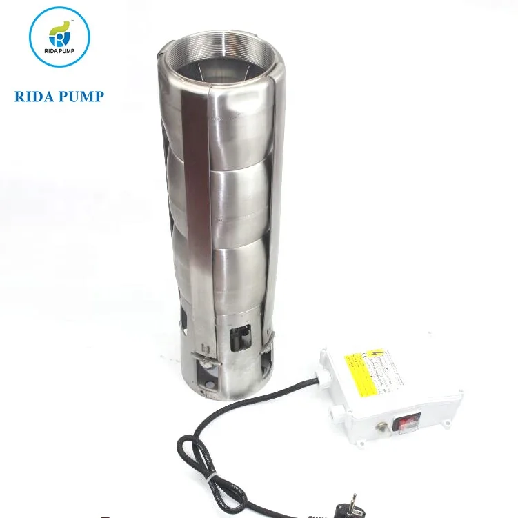 RIDA 4 Inches 1HP - 10 HP DC Brushless Motor Plastic POM Impeller Submersible Deep Well Water Pump