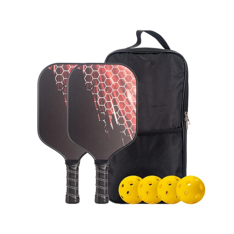 Graphite Outdoor New Professional Wholesale  Customized Logo 16mm set of 4 Sports Fiberglass carbon fiber pickleball paddle