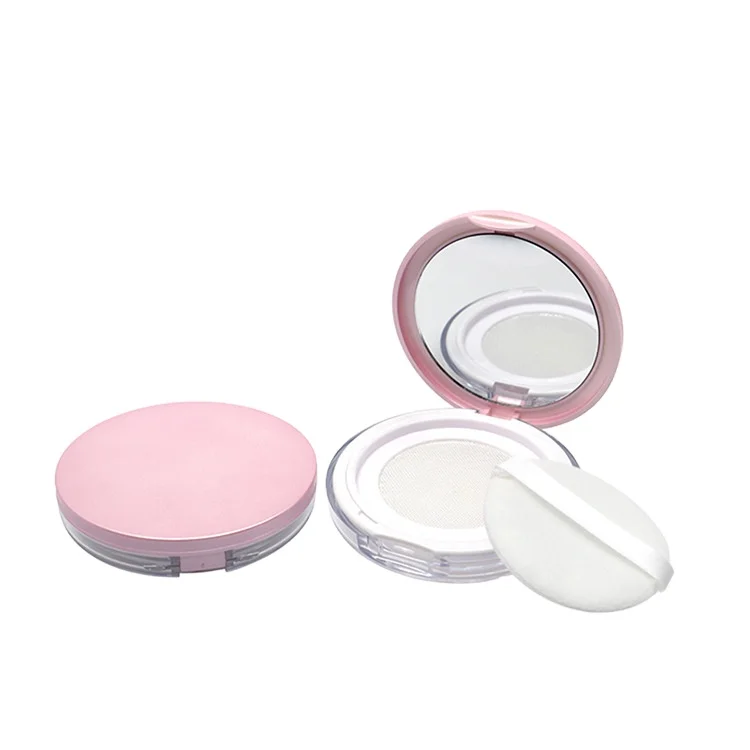Cosmetic Makeup Packaging Custom Logo Compact Mirror Wholesale Compact for Women Press Loose Powder Case Round