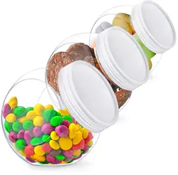 transparent plastic bottle with aluminum or plastic screw lids for candy,gift,good,beans,toy packaging