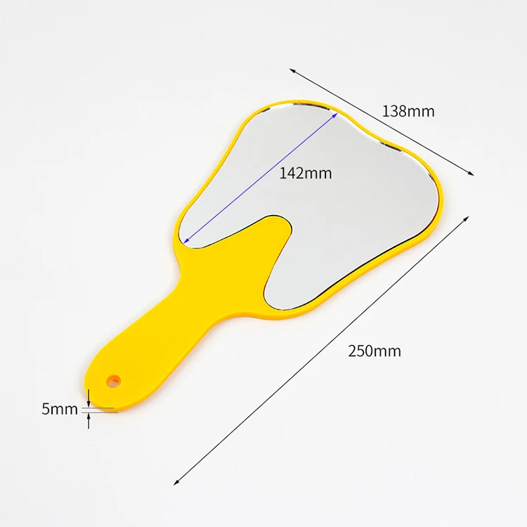 High Quality Dental Equipment Dental Clinic Cosmetic Mirror Gifts Colorful Plastic Dental Handheld Tooth-shaped Mouth Mirror