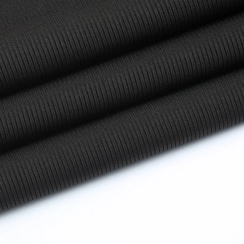 polyester spandex elastic knitted striped rib ribbing fabric for hoody cuff spun rib hem collar fabric for cuff rib fabrics