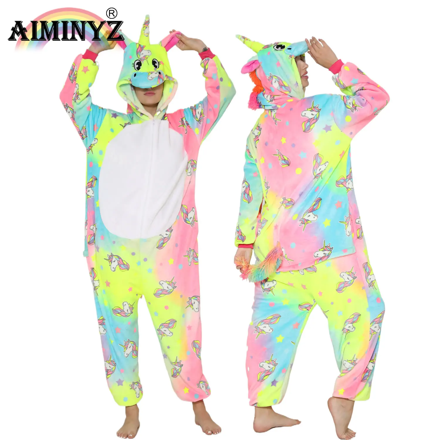 AIMINYZ оптовая продажа 2023 новый продукт зима осень фланелевый теплый милый комбинезон с животными Косплей Одежда для вечеринок свободная