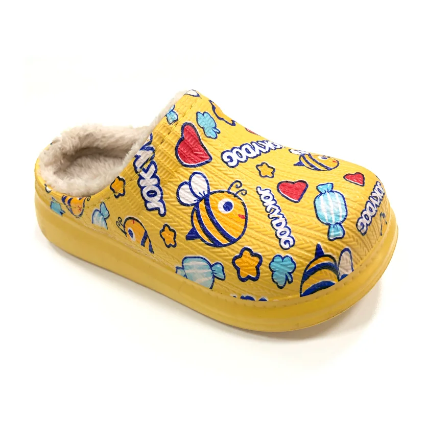 
Printing pattern cartoon garden warm cute plush winter clogs for boys and girls 