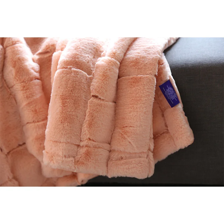 Custom Luxury Faux Fur Double Sided Throw Blanket Long Hair Shaggy Fleece Super Soft Plush Blanket for Winter King Size
