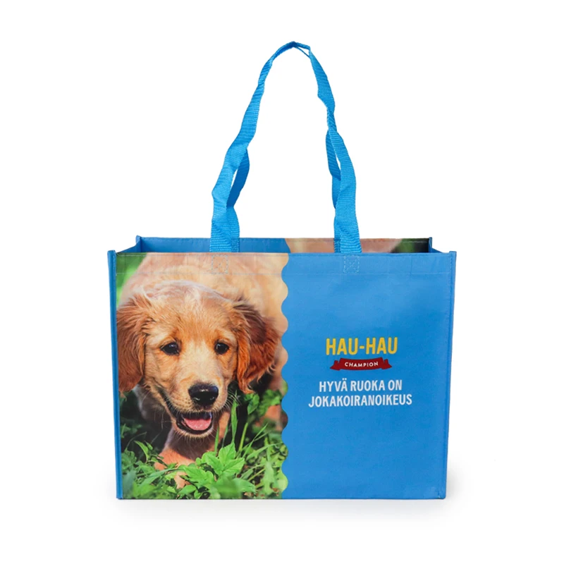 Custom Logo Eco-friendly Reusable PET Non-Woven Tote Bag Durable Polyester Fabric Handled Letter Pattern Gift Packaging Shopping