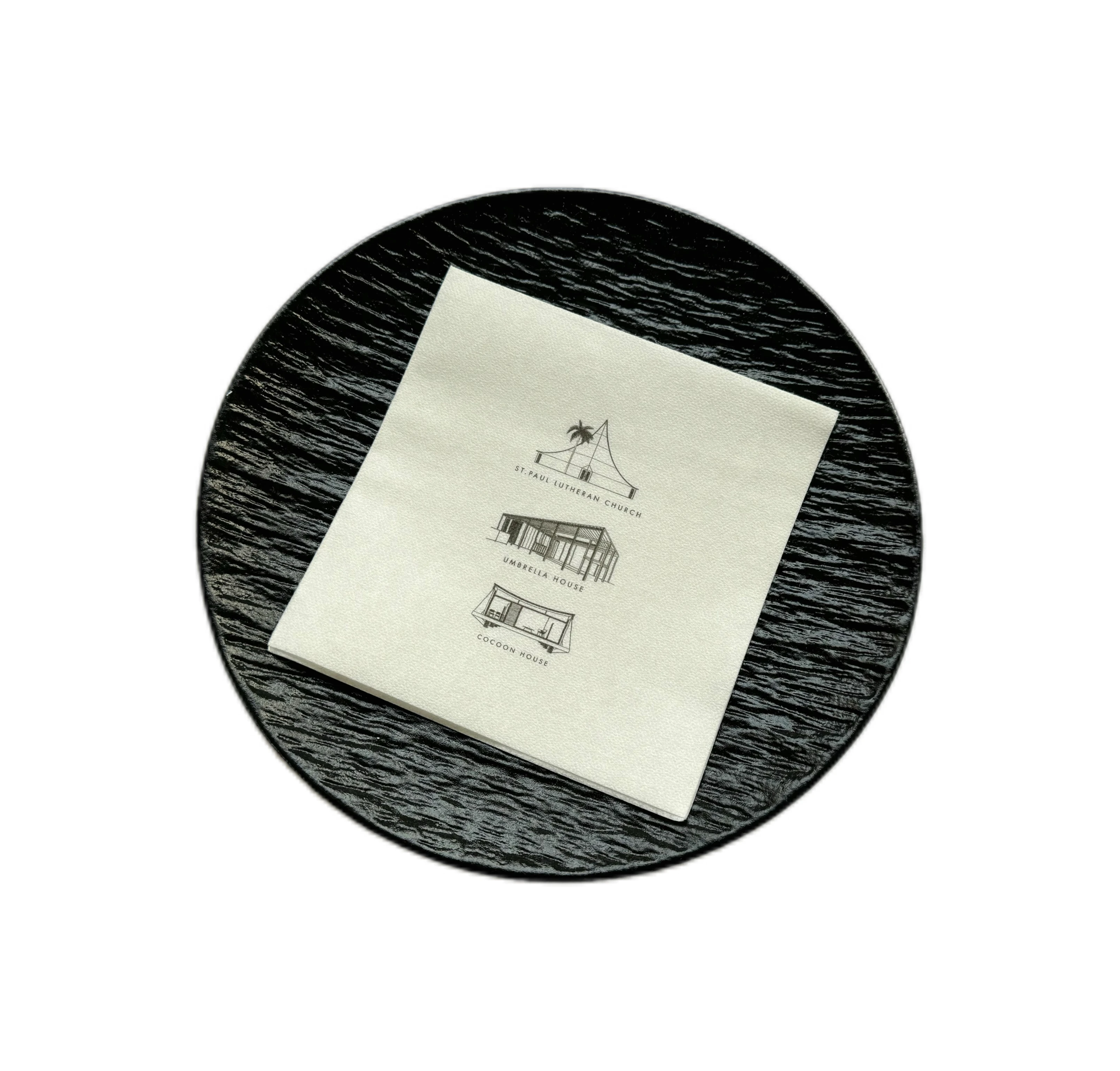 Wholesale Custom Logo Printed White Party Dinner Wood Pulp 3-ply Disposable Party Paper Napkins Dinner for Wedding Birthday