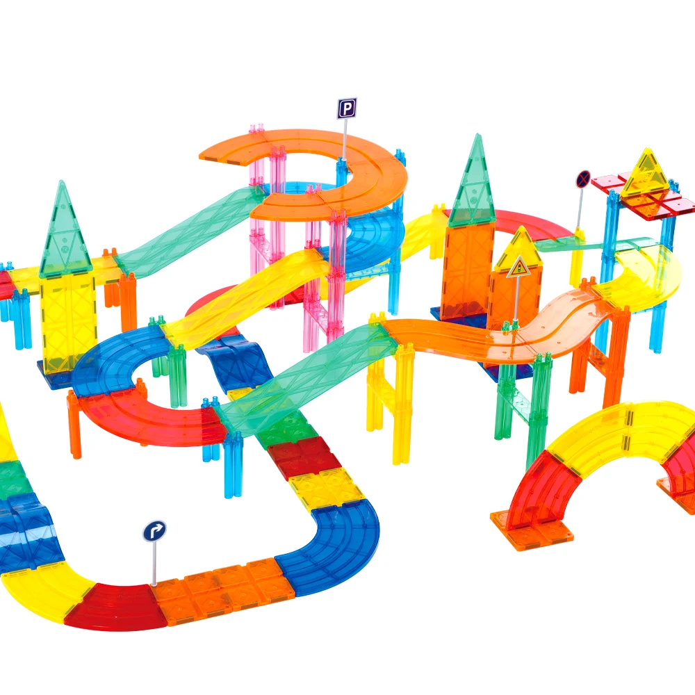 Kebo 2022  3D 150pcs Magnetic Educational Toys magnetic racing track car set tiles building blocks for kids