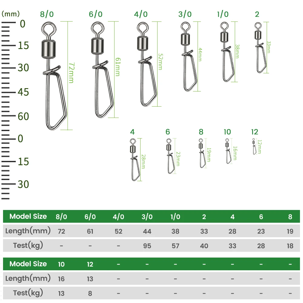 Rolling swivel with T-shape snap fishing swivels connector for fishing hooks accessories