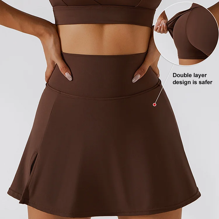 Изготовленный на заказ из двух частей нейлона и спандекса имитация спортивные короткие юбки Комплекты для женщин тренажерный зал Йога теннисная