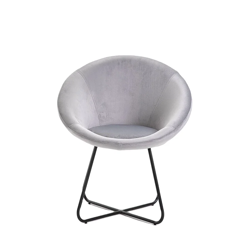 New Design Velvet Curved Shaped Leisure Accent Chair With Power Coating Golden Metal Leg