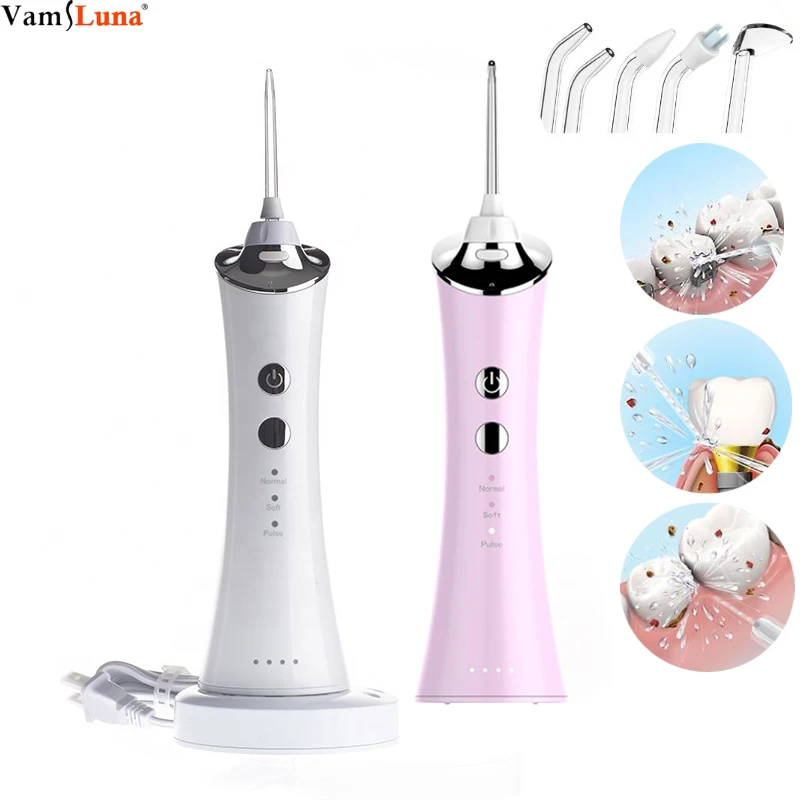 
Cordless Water Flosser Portable Professional Dental Oral Irrigator 150ml Reservoir IPX7 Waterproof With 5 Jet Tips for Home 