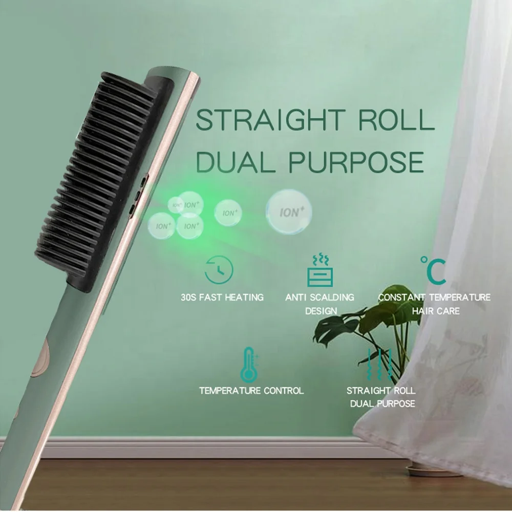 new styling sale electric hair straightener brush hot heat straight iron electronic straightening comb with fast ptc heating