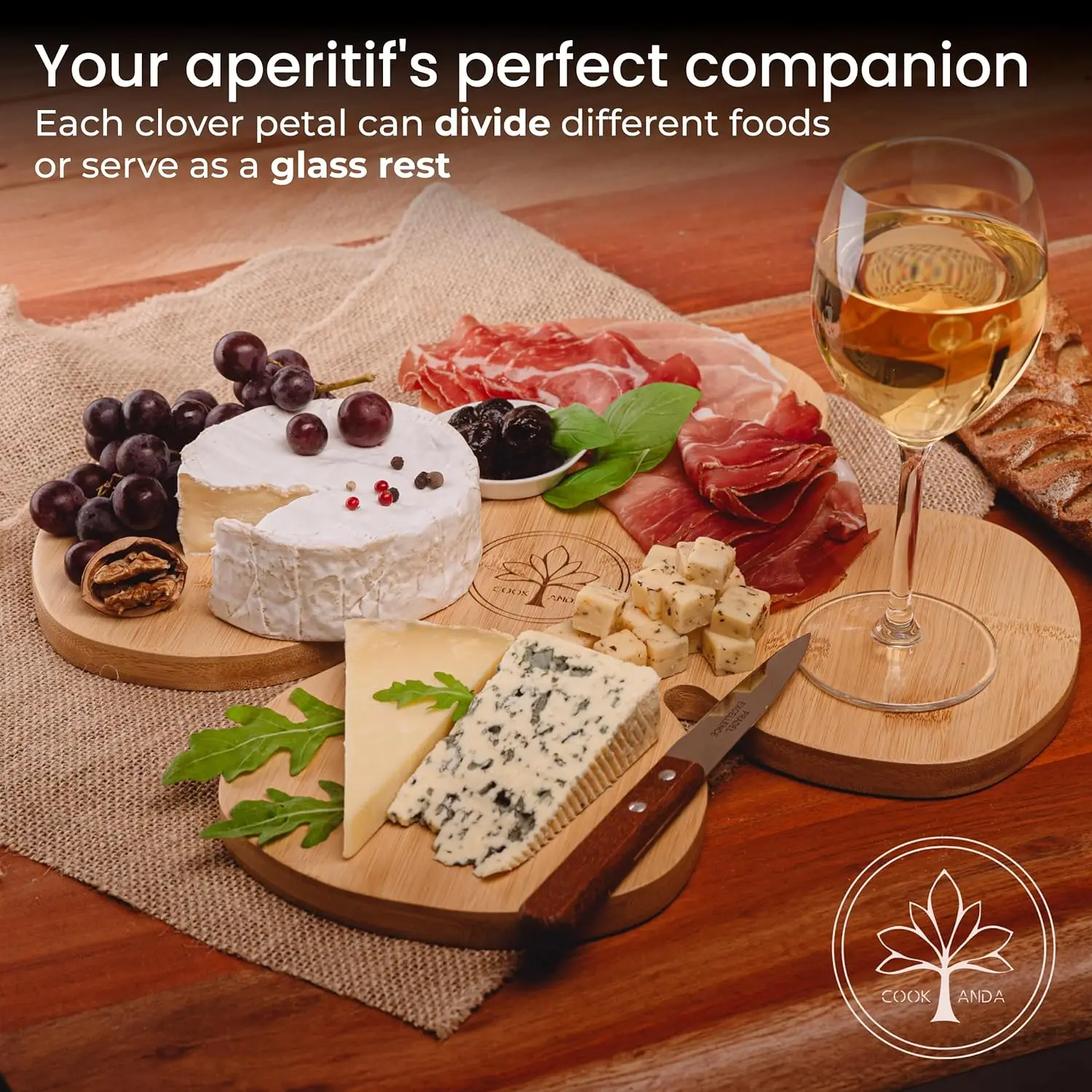 Wholesale custom creative flower shapes bamboo plate tray double sided cooked steak board