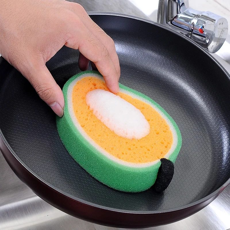 
Individual Package Lovely Fruit Shape Kitchen Cleaning Sponge Round Funny Shape 